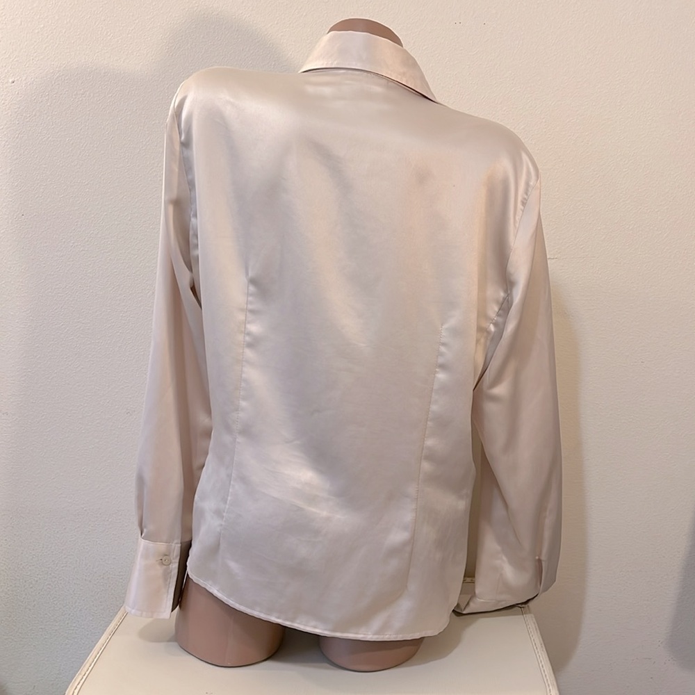 East 5th Cream Satin Long Sleeve Button Down Top - Picture 2 of 5